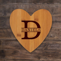 Personalized Heart Shaped Bamboo Cutting Board