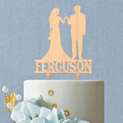 Custom Wood Wedding Cake Topper for Bride and Groom