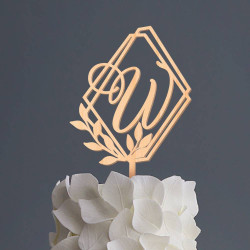 Custom Wood Birthday Cake Topper with Initial for Her