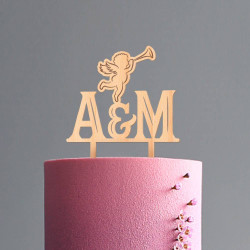 Custom Wood Wedding Cake Topper with Initial