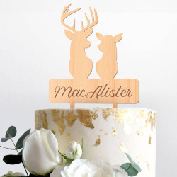 Custom Wood Wedding Cake Topper Deer Shaped