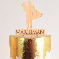 Custom Wood Wedding Cake Topper for Couple with Surname