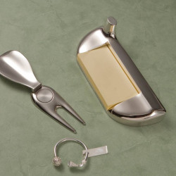 Personalized 3 Piece Polished Silver Office Golf Set Custom Engraving