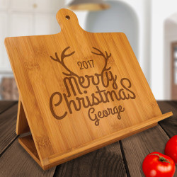 Custom Christmas Cookbook Holder, Bamboo Standing Chef's Easel, Personalized Christmas Gifts for Her