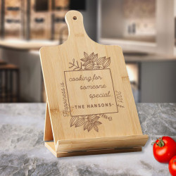 Personalized Happiness Is Cooking For Someone Special Bamboo Standing Chef's Easel, Custom Recipe Cookbook Holder
