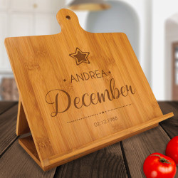 Customized Birthday Cookbook Stand, Bamboo Standing Chef's Easel, Personalized Birthday Gift