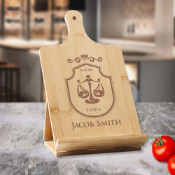 Personalized Birthday Cookbook Stand, Bamboo Standing Chef's Easel, Zodiac Sign Gifts for Her