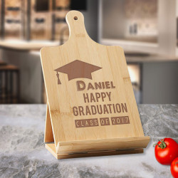 Personalized Graduation Bamboo Standing Chef's Easel, Custom Recipe Cookbook Holder