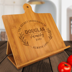 Personalized The Secret Ingredient Is Always Love Bamboo Standing Chef's Easel, Customized Recipe Cookbook Holder