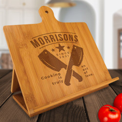 Personalized Cooking is Truly An Act Of Love Bamboo Standing Chef's Easel, Customized Recipe Cookbook Holder
