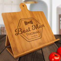 Personalized Best Man Bamboo Standing Chef's Easel, Customized Recipe Cookbook Holder