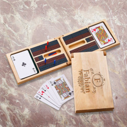 Personalized Wood Cribbage Game Gift Set, Customized Cribbage Game