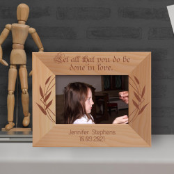 Set All That You Do Be Done In Love Personalized Wooden Frame-5" x 3 1/2" Brown Horizontal