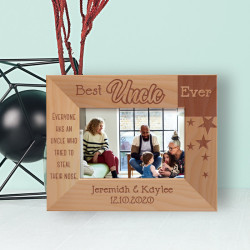 Everyone Has An Uncle Who Tried To Steal Their Nose Personalized Wooden Frame-5" x 3 1/2" Brown Horizontal