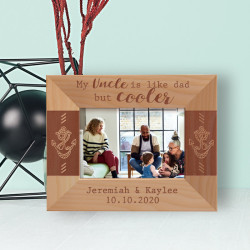 My Uncle Is Like Dad But Cooler Personalized Wooden Frame-5" x 3 1/2" Brown Horizontal