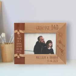 Greatest Dad Personalized Wooden Frame-5" x 3 1/2" Brown Horizontal