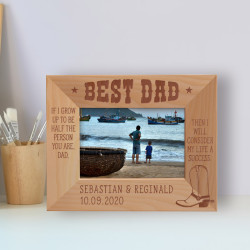 If I Grow Up To Be Half The Person You Are Dad Personalized Wooden Frame-5" x 3 1/2" Brown Horizontal