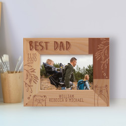 Best Dad Personalized Wooden Frame-5" x 3 1/2" Brown Horizontal