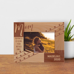 Happiness Is Seeing Your Mother Smile Personalized Wooden Frame-5" x 3 1/2" Brown Horizontal
