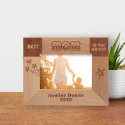 Best Mom In The Galaxy Personalized Wooden Frame-5" x 3 1/2" Brown Horizontal