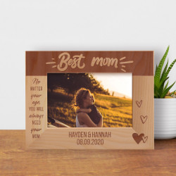 No Matter Your Age You Will Always Need Your Mom Personalized Wooden Frame-6" x 4" Brown Horizontal