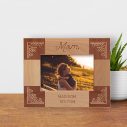 Mom Personalized Wooden Frame-5" x 3 1/2" Brown Horizontal