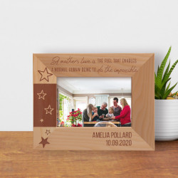 A Mother's Love Is The Fuel That Enables A Normal Human Being To Do The Impossible Personalized Wooden Frame-5" x 3 1/2" Brown Horizontal