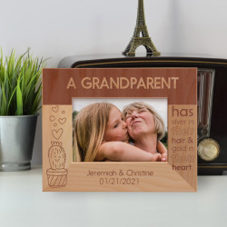 A Grandparent Has Silver In Their Hair & Gold In Their Heart Personalized Wooden Frame-5" x 3 1/2" Brown Horizontal