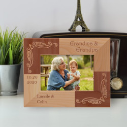  Grandma & Grandpa Personalized Wooden Frame-5" x 3 1/2" Brown Horizontal