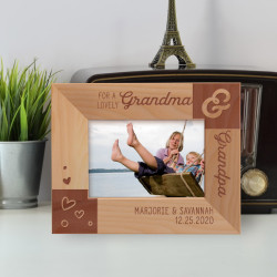  For A Lovely Grandma & Grandpa Personalized Wooden Frame-5" x 3 1/2" Brown Horizontal
