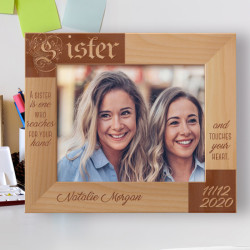 A Sister Is One Who Reaches For Your Hand Personalized Wooden Frame-10" x 8" Brown Horizontal