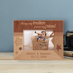 Always My Brother Forever My Friend Personalized Wooden Frame-5" x 3 1/2" Brown Horizontal