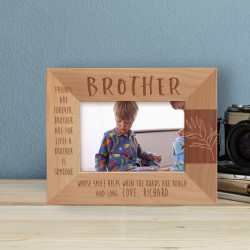 Friends Are Forever Brother Are For Live Personalized Wooden Frame-5" x 3 1/2" Brown Horizontal