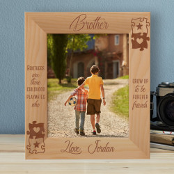 Brothers Are Those Childhood Playmates Who Grow Up To Be Forever Friends Personalized Wooden Frame 8" x 10" Brown (Vertical)