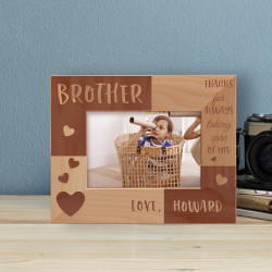 Best Brother Are Forever Friends Whose Hearts Are Bound Together By The Love Of A Family Personalized Wooden Frame-5" x 3 1/2" Brown Horizontal