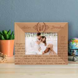 Him And Her Personalized Wooden Frame-5" x 3 1/2" Brown Horizontal