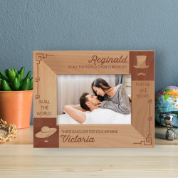 In All The World There Is No Heart For Me Like Yours There Is No Love For You Like Mine Personalized Wooden Frame-5" x 3 1/2" Brown Horizontal