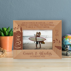 Love Recognizes No Barriers Personalized Wooden Frame-5" x 3 1/2" Brown Horizontal