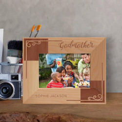 Godmother Personalized Wooden Frame-5" x 3 1/2" Brown Horizontal