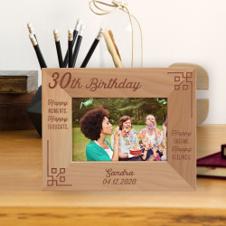 Happy Moments Happy Thoughts Happy Dreams Happy Feelings Personalized Wooden Frame-5" x 3 1/2" Brown Horizontal