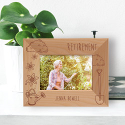 Retirement Personalized Wooden Frame-5" x 3 1/2" Brown Horizontal