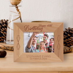 Happy 40th Birthday Personalized Wooden Frame-5" x 3 1/2" Brown Horizontal