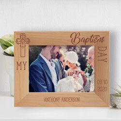 My Baptism Day Personalized Wooden Frame-7" x 5" Brown Horizontal