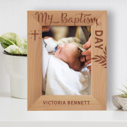 My Baptism Day Personalized Wooden Frame 5" x 7" Brown (Vertical)