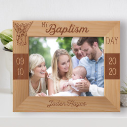 My Baptism Day Personalized Wooden Frame-10" x 8" Brown Horizontal