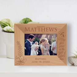 May You Grow In The Light Of God's Love Personalized Wooden Frame-5" x 3 1/2" Brown Horizontal
