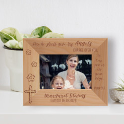  For He Shall Give Hiss Angels Charge Over You Too Keep You In All Your Vaus Personalized Wooden Frame-5" x 3 1/2" Brown Horizontal