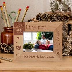 I Love You Forever And Ever Personalized Wooden Frame-5" x 3 1/2" Brown Horizontal