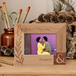 Love You More Personalized Wooden Frame-5" x 3 1/2" Brown Horizontal
