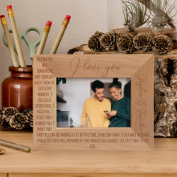 I Love You Personalized Wooden Frame-5" x 3 1/2" Brown Horizontal